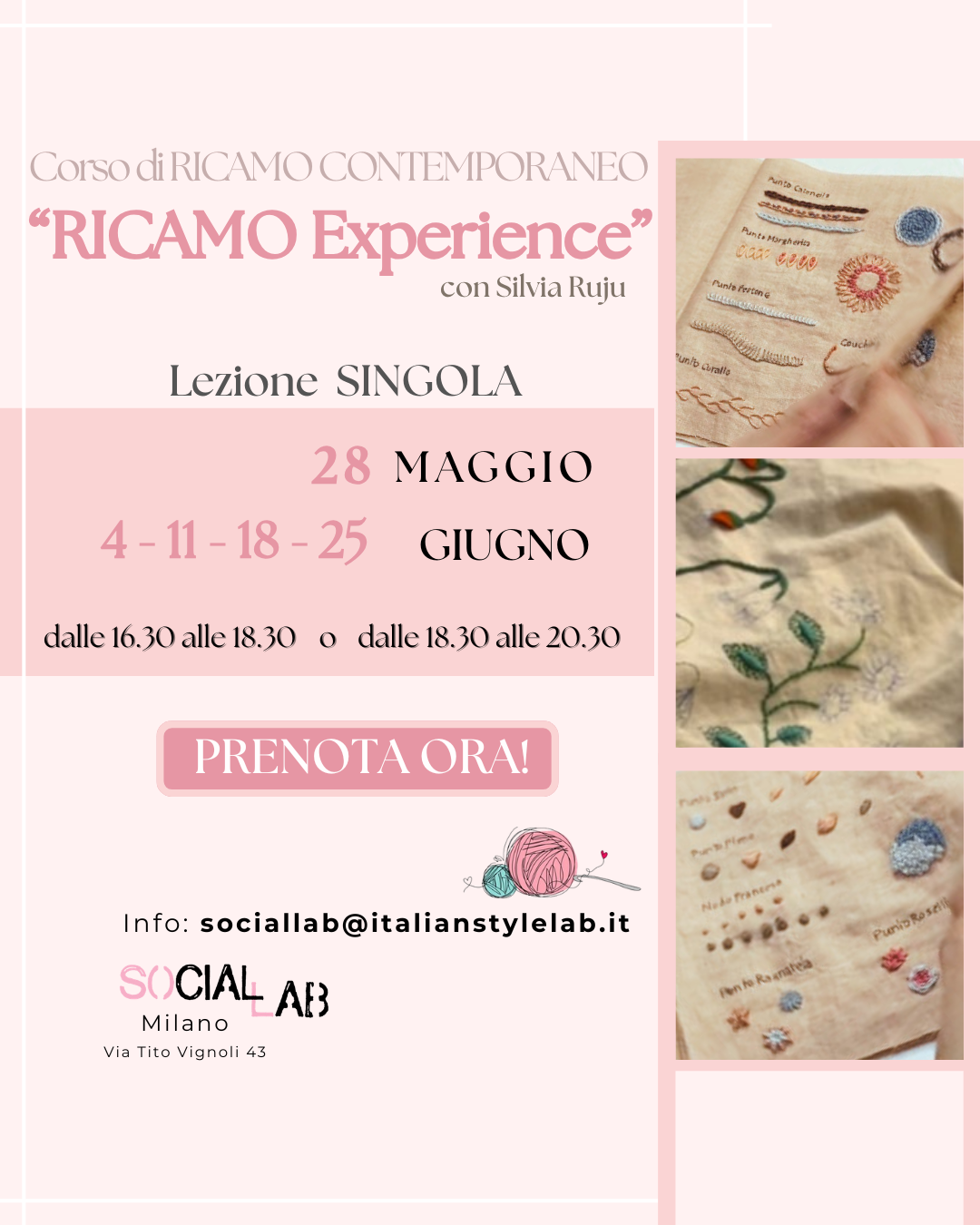 🧵 ✨RICAMO EXPERIENCE con Silvia Ruju!