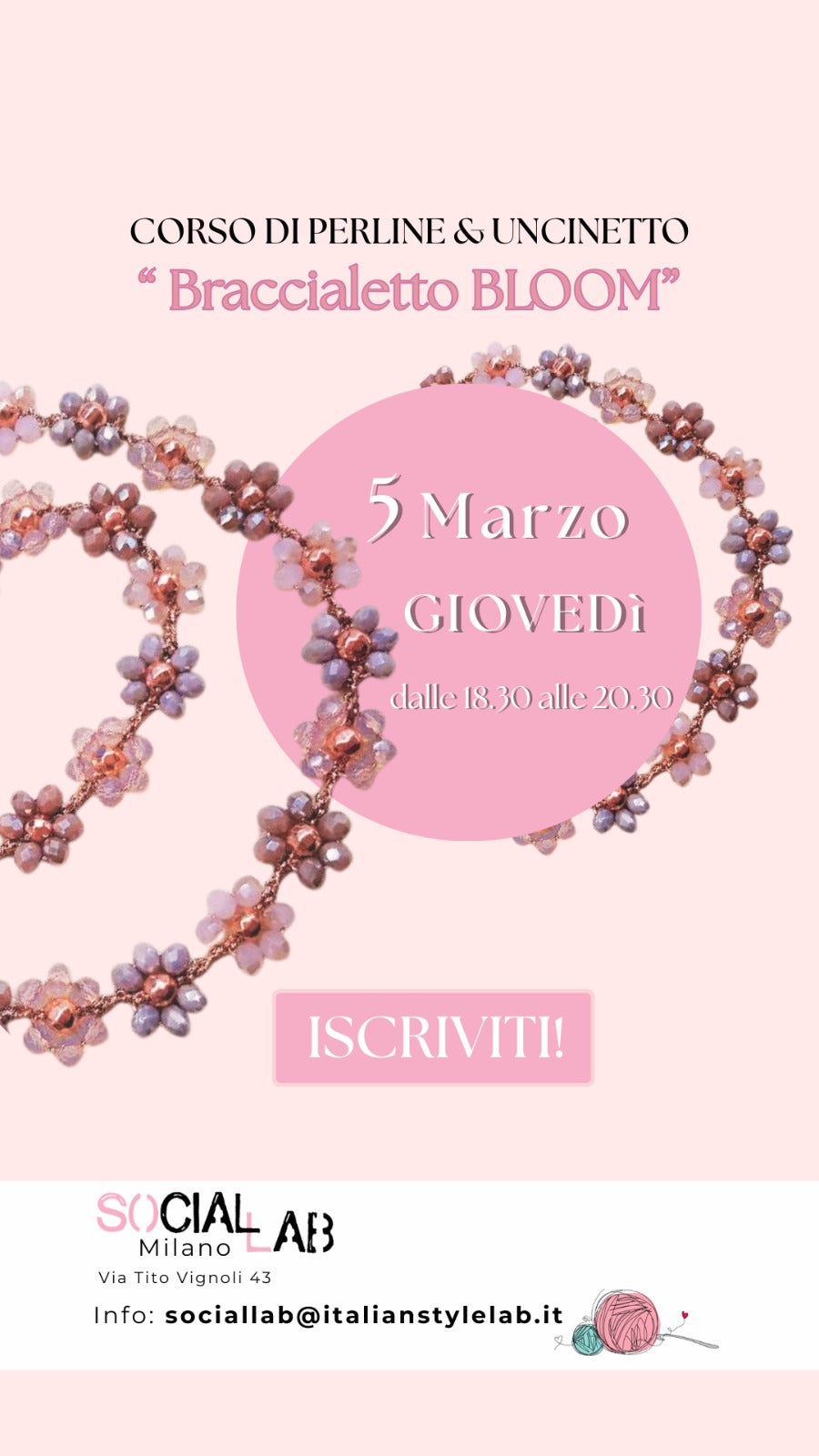 Corso di uncinetto, braccialetto BLOOM